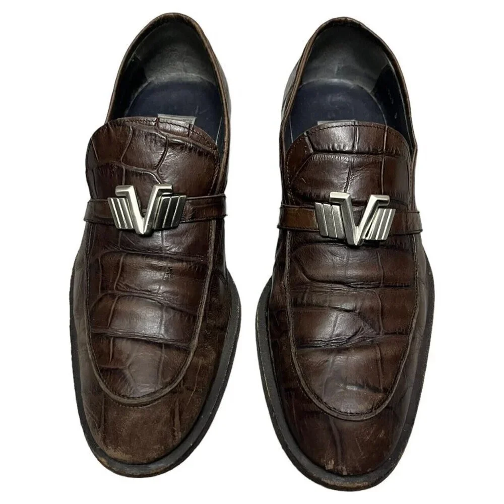 Gianni VERSACE Dress Shoes Vintage 90s Luxury Designer Loafers Leather
